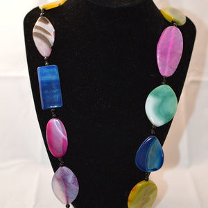 30" Multi Color/Shape Glass Bead Necklace